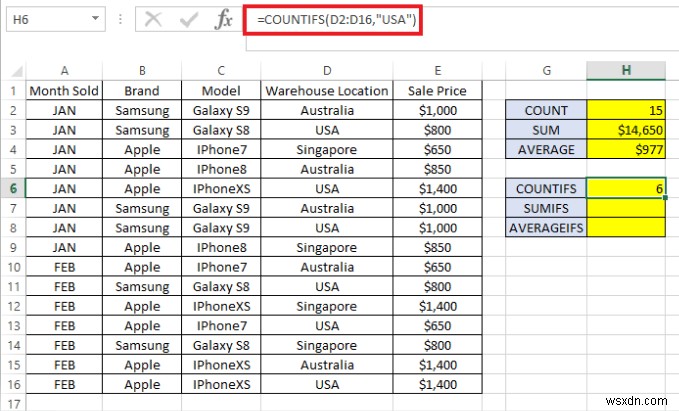 ExcelでCOUNTIFS、SUMIFS、AVERAGEIFSを使用する方法 