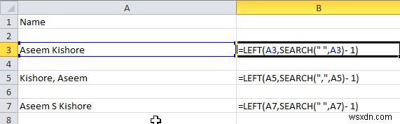 Excel で姓と名を分ける方法