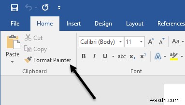 Word の書式ペインタを使用して書式をコピーして貼り付ける