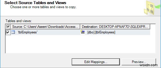 MS Access から SQL Server データベースにデータを移行する