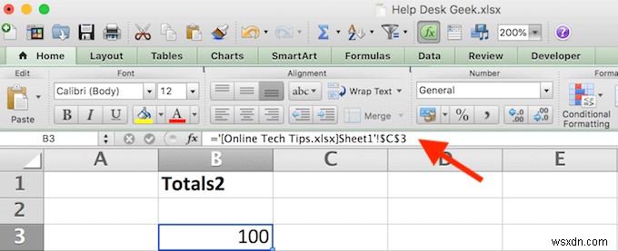 Excel のシートとブックの間でセルをリンクする