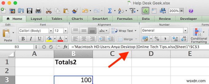 Excel のシートとブックの間でセルをリンクする