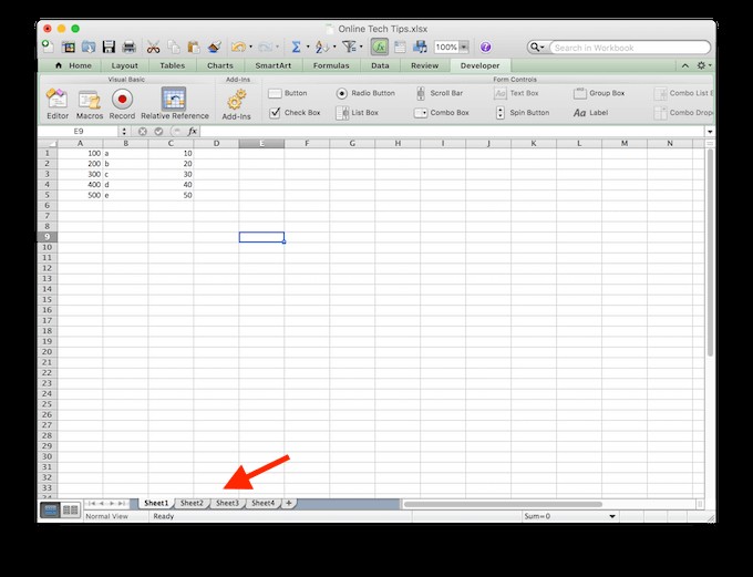 Excel でワークシートを切り替える方法 