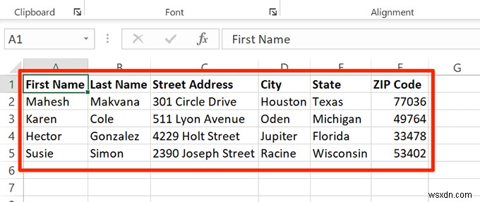 Excel スプレッドシートから Word でラベルを作成する方法