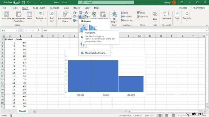 Excel でヒストグラムを作成する方法