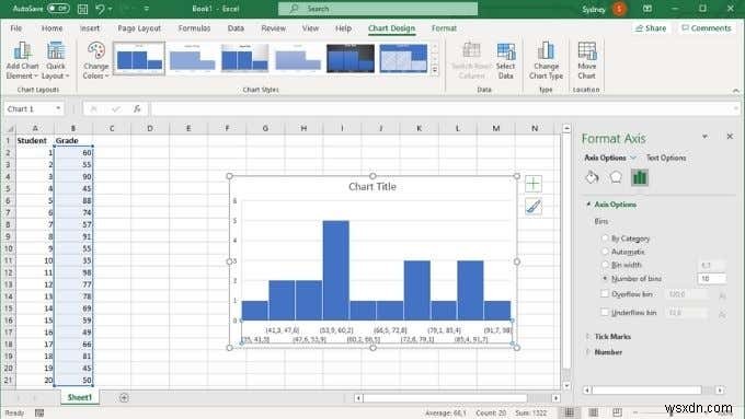 Excel でヒストグラムを作成する方法