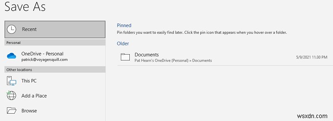 Word ドキュメントを OneDrive に自動的にバックアップする方法