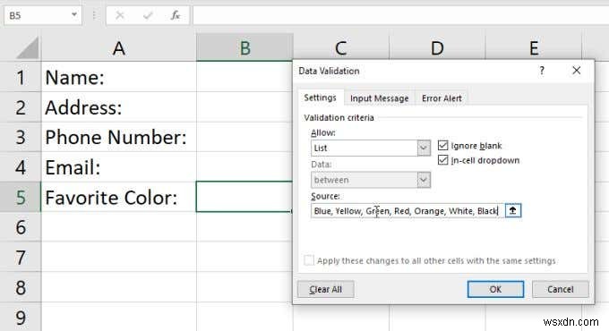 Excel でドロップダウン リストを作成する方法