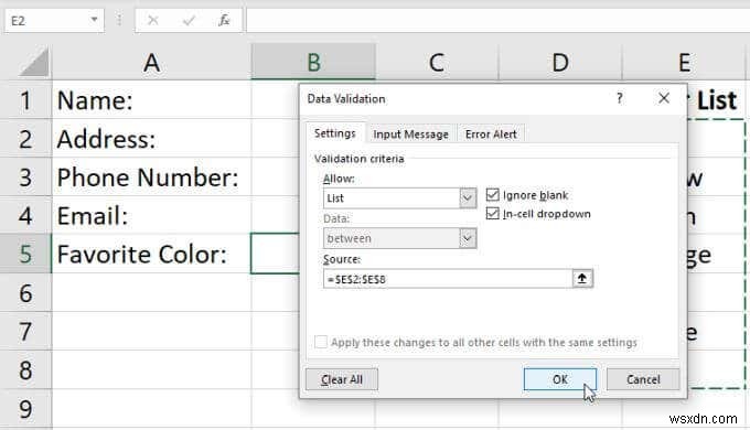 Excel でドロップダウン リストを作成する方法