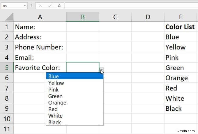 Excel でドロップダウン リストを作成する方法