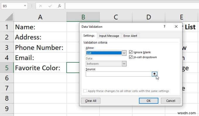 Excel でドロップダウン リストを作成する方法