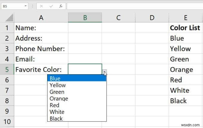 Excel でドロップダウン リストを作成する方法