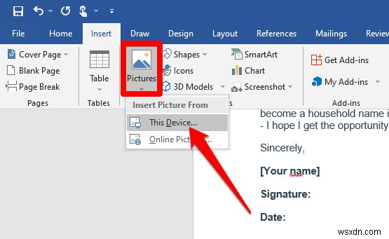 Microsoft Word ドキュメントに署名を挿入する方法