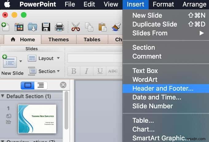 PowerPoint でヘッダーとフッターを追加する方法