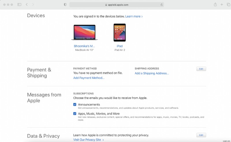 Apple ID からデバイスを削除する方法