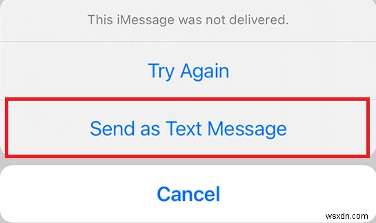 このメッセージを送信するには iMessage を有効にする必要がある問題を修正