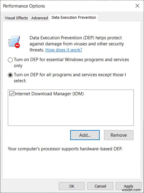 Windows 10 で DEP (データ実行防止) を無効にする方法 