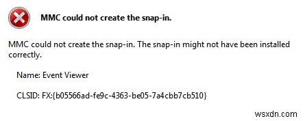 MMCを修正してスナップインを作成できませんでした 