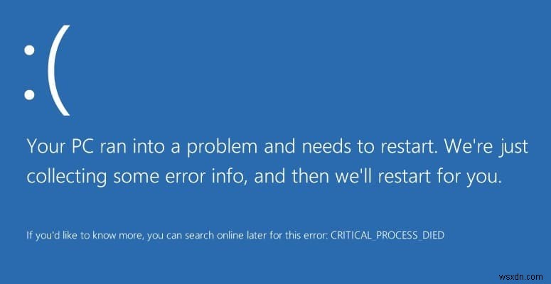 Windows 10 で CRITICAL_PROCESS_DIED を修正 