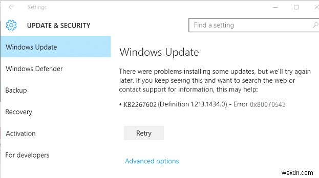 エラー0x80070543でWindows Updateが失敗するのを修正 