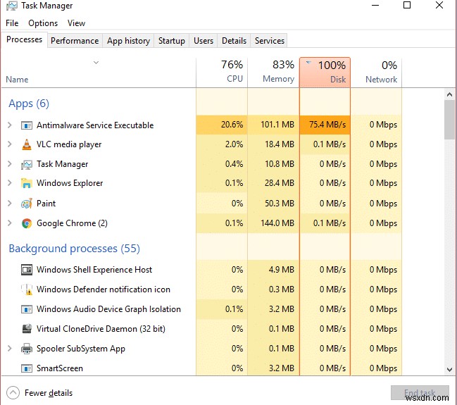 マルウェア対策サービスの実行可能ファイルの CPU 使用率が高い [解決済み] 