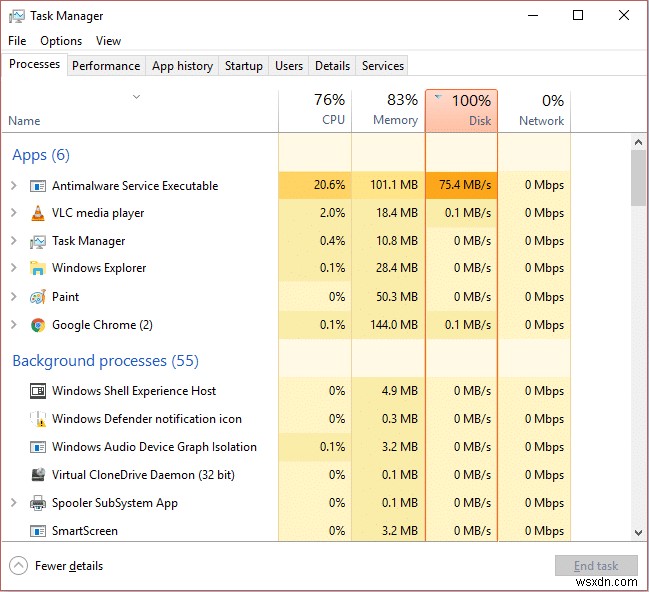 マルウェア対策サービスの実行可能ファイルの CPU 使用率が高い [解決済み] 