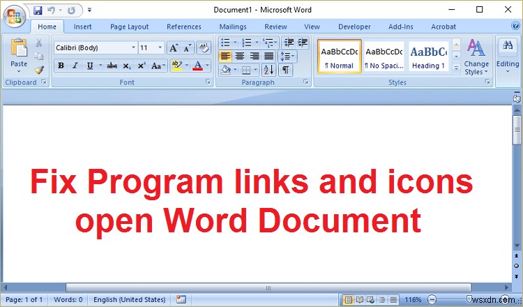 プログラムのリンクとアイコンがWord文書を開く問題を修正 