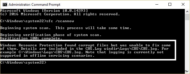 Windows リソース保護で破損したファイルが見つかりましたが、それらの一部を修正できませんでした [解決済み] 