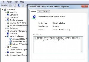 Microsoft Virtual Wifi Miniport アダプター ドライバーの問題 [解決済み] 