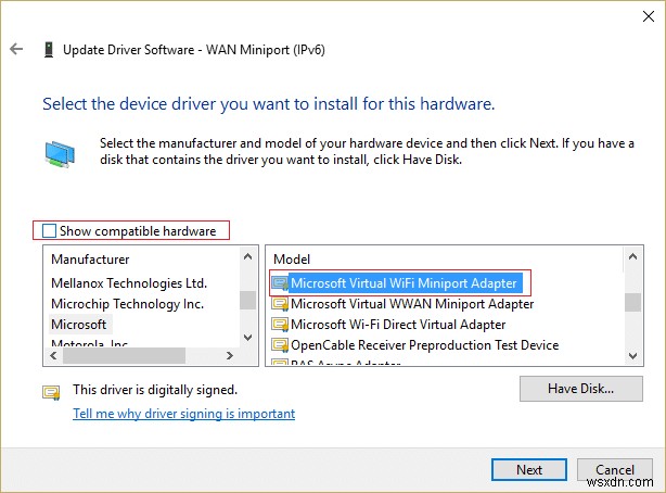 Microsoft Virtual Wifi Miniport アダプター ドライバーの問題 [解決済み] 