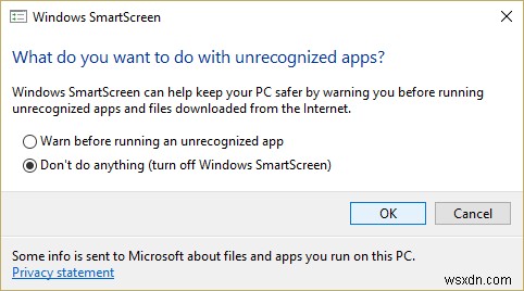 Windows 10 で SmartScreen フィルターを無効にする 