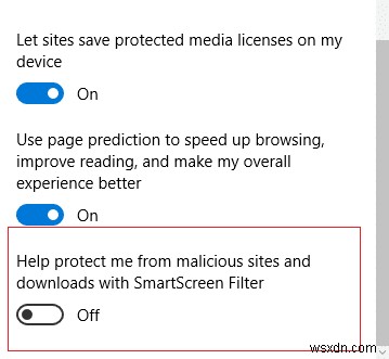 Windows 10 で SmartScreen フィルターを無効にする 