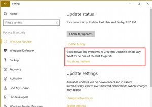 【Windows 10】Windows Updateに表示されるCreators Updateの通知をレジストリで無効にする方法