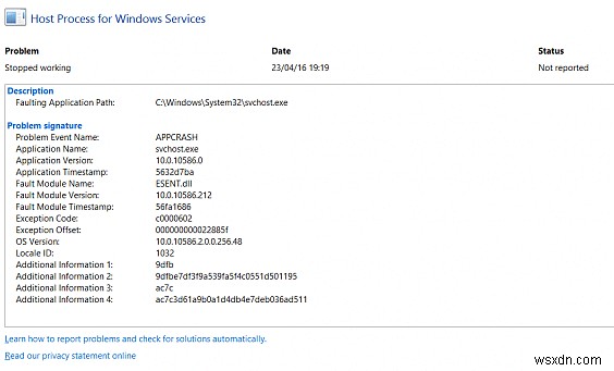 Windows サービスのホスト プロセスの修正が機能しなくなった 