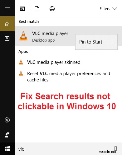 Windows 10 で検索結果をクリックできない問題を修正 