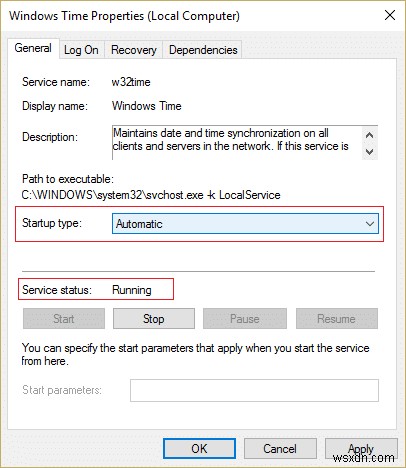 Windows タイム サービスが自動的に開始されない問題を修正 