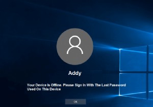 お使いのデバイスはオフラインです。このデバイスで最後に使用したパスワードでサインインしてください 