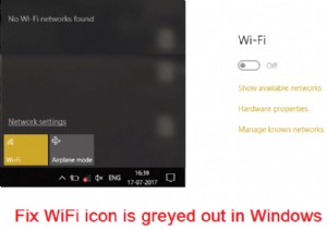 Windows 10 で WiFi アイコンがグレー表示される問題を修正 