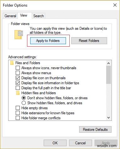 Windows 10でフォルダービュー設定が保存されない問題を修正 