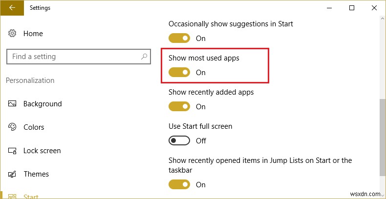 Windows 10で最も使用されているアプリを表示する設定がグレー表示される問題を修正 
