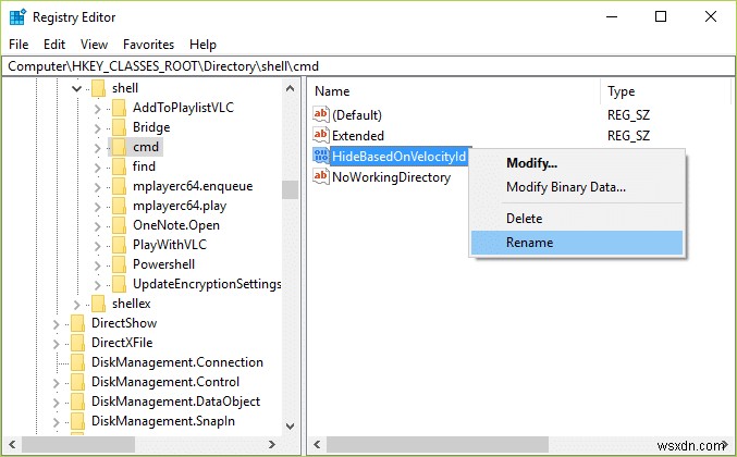 Windows 10 のコンテキスト メニューで PowerShell をコマンド プロンプトに置き換える 