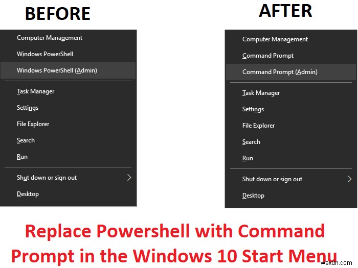 Powershell を Windows 10 スタート メニューのコマンド プロンプトに置き換える