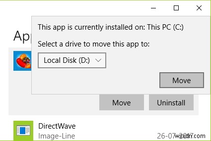 Windows 10 アプリを別のドライブに移動する方法