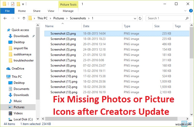 Creators Update 後に失われた写真や画像アイコンを修正する 