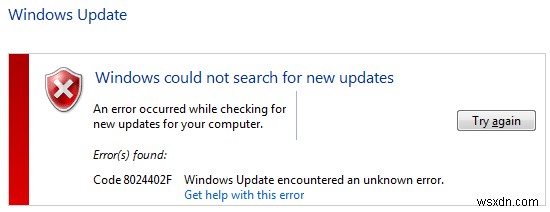 Windows Update エラー 8024402F を修正 