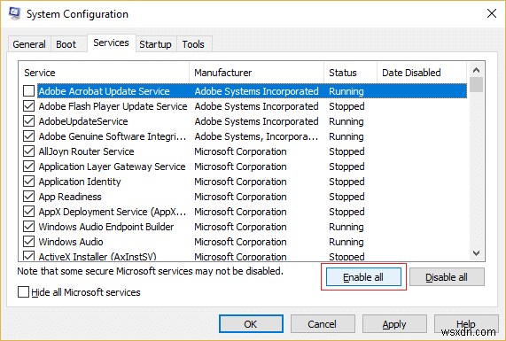 Windows 10 で MSCONFIG が変更を保存しない問題を修正