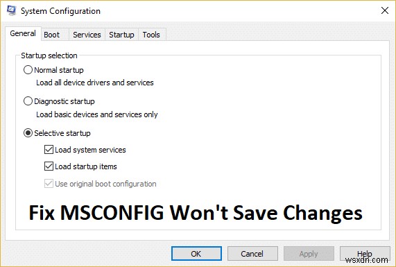 Windows 10 で MSCONFIG が変更を保存しない問題を修正