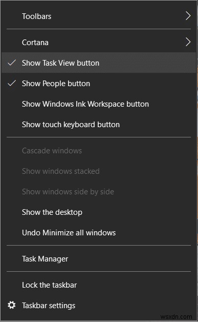 Windows 10 でタスク ビュー ボタンを無効にする 