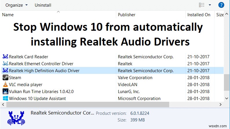 Windows 10 による Realtek オーディオ ドライバの自動インストールを停止する