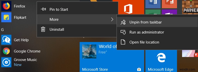 Windows 10 の [スタート] メニューでライブ タイルを無効にする方法 